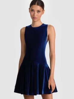 Alice and Olivia MINI*ADLEY VELVET MINI DRESS