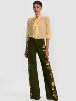 Alice and Olivia ANDREW PANT|JADE MESH BUTTON DOWN*AKERS EMBROIDERED PANT