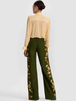 Alice and Olivia ANDREW PANT|JADE MESH BUTTON DOWN*AKERS EMBROIDERED PANT