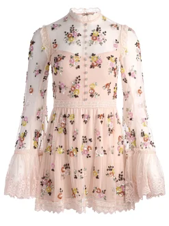 Alice and Olivia MINI*ALLEGRA EMBELLISHED LACE MINI GOWN