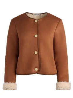 Alice and Olivia JACKETS*ALMA VEGAN SUEDE TEDDY JACKET