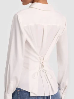 Alice and Olivia BLOUSES*AMELIA BUTTON DOWN WITH LACE UP BACK