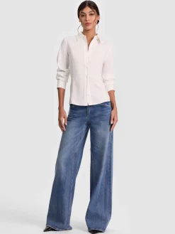 Alice and Olivia BLOUSES*AMELIA BUTTON DOWN WITH LACE UP BACK