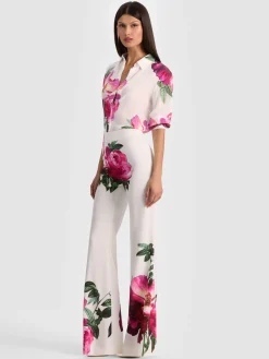 Alice and Olivia ANDREW PANT|JADE MESH BUTTON DOWN*ANDREW PANT