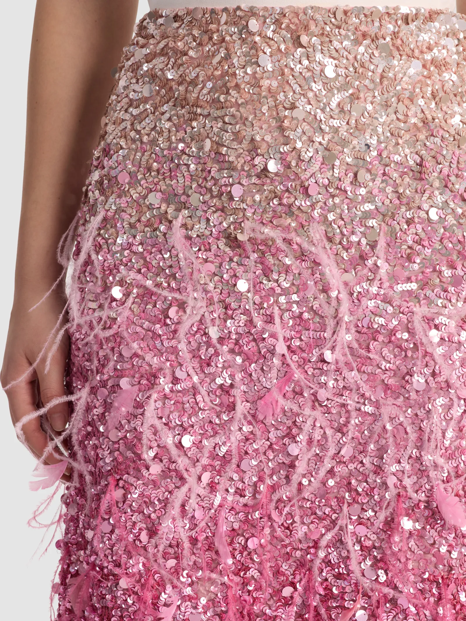 Alice and Olivia MAXI*ASHTON FEATHERED SKIRT