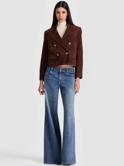 Alice and Olivia LEATHER + SUEDE*AVERY SUEDE DOUBLE BREASTED BLAZER