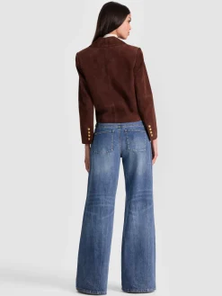Alice and Olivia LEATHER + SUEDE*AVERY SUEDE DOUBLE BREASTED BLAZER