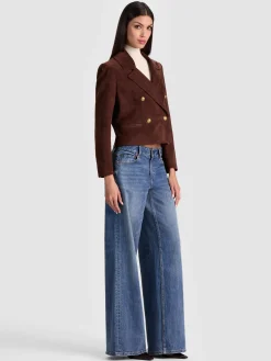 Alice and Olivia LEATHER + SUEDE*AVERY SUEDE DOUBLE BREASTED BLAZER