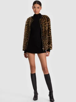 Alice and Olivia ANDREW PANT|JADE MESH BUTTON DOWN*BECKY REVERSIBLE FAUX FUR BOMBER JACKET