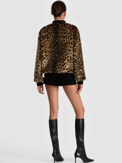 Alice and Olivia ANDREW PANT|JADE MESH BUTTON DOWN*BECKY REVERSIBLE FAUX FUR BOMBER JACKET