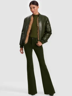 Alice and Olivia VEGAN*BECKY REVERSIBLE FAUX FUR BOMBER JACKET