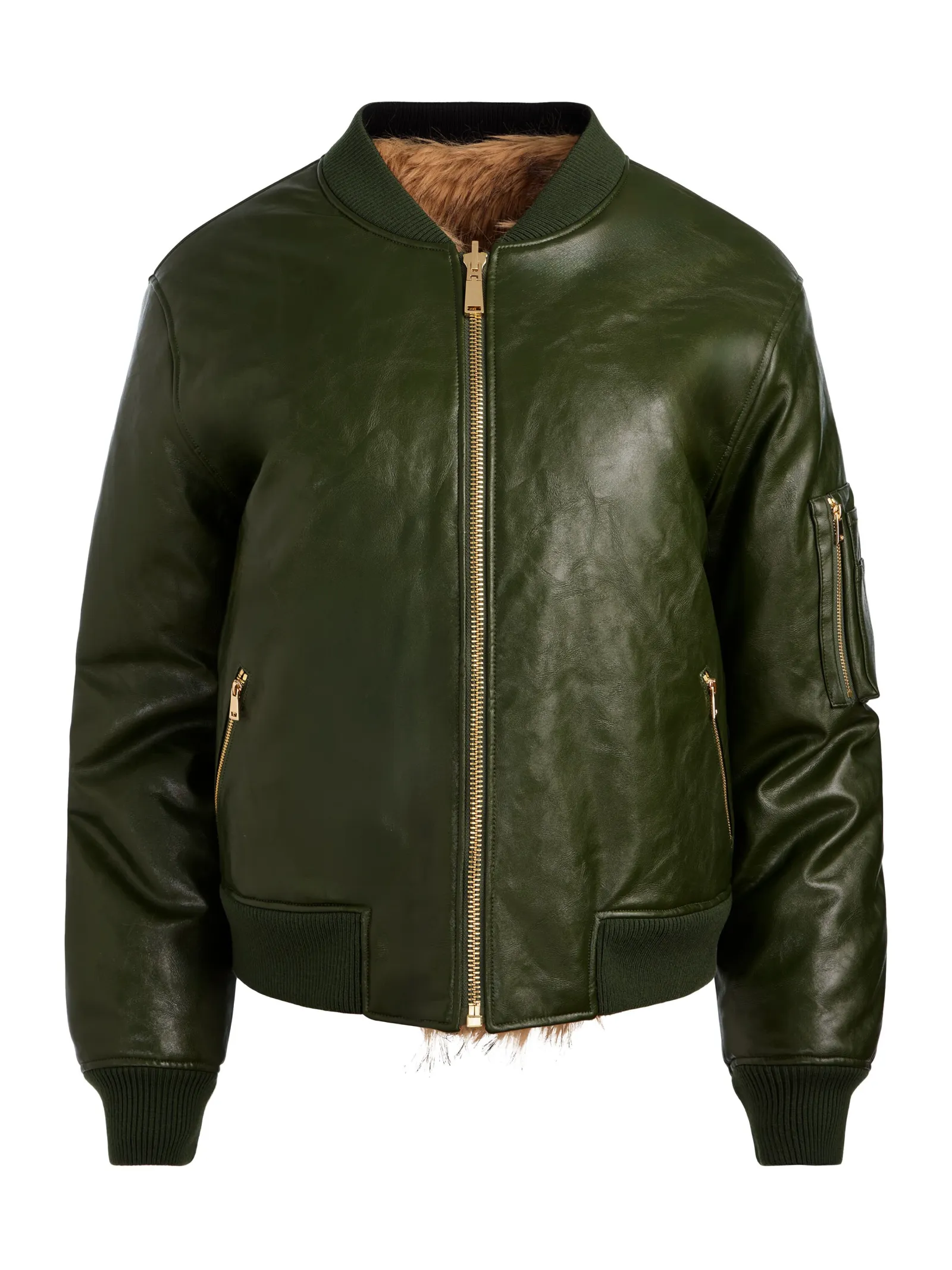 Alice and Olivia VEGAN*BECKY REVERSIBLE FAUX FUR BOMBER JACKET