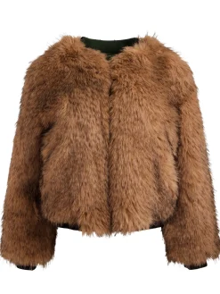 Alice and Olivia VEGAN*BECKY REVERSIBLE FAUX FUR BOMBER JACKET