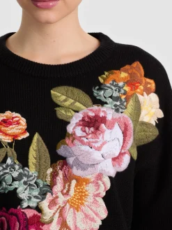 Alice and Olivia PULLOVERS*BELVA FLORAL JACQUARD CREWNECK