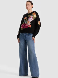 Alice and Olivia PULLOVERS*BELVA FLORAL JACQUARD CREWNECK