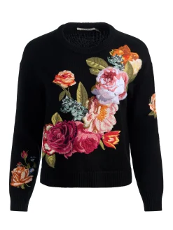Alice and Olivia PULLOVERS*BELVA FLORAL JACQUARD CREWNECK