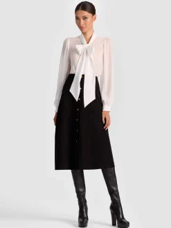 Alice and Olivia MIDI*CALICA SUEDE MIDI SKIRT