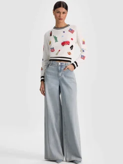 Alice and Olivia PULLOVERS*CAROLANN AMERICANA SHRUNKEN PULLOVER