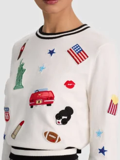 Alice and Olivia PULLOVERS*CAROLANN AMERICANA SHRUNKEN PULLOVER