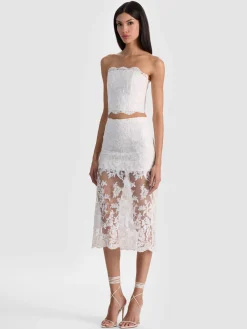 Alice and Olivia CROP TOPS*CERESI EMBELLISHED LACE BANDEAU TOP