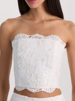 Alice and Olivia CROP TOPS*CERESI EMBELLISHED LACE BANDEAU TOP