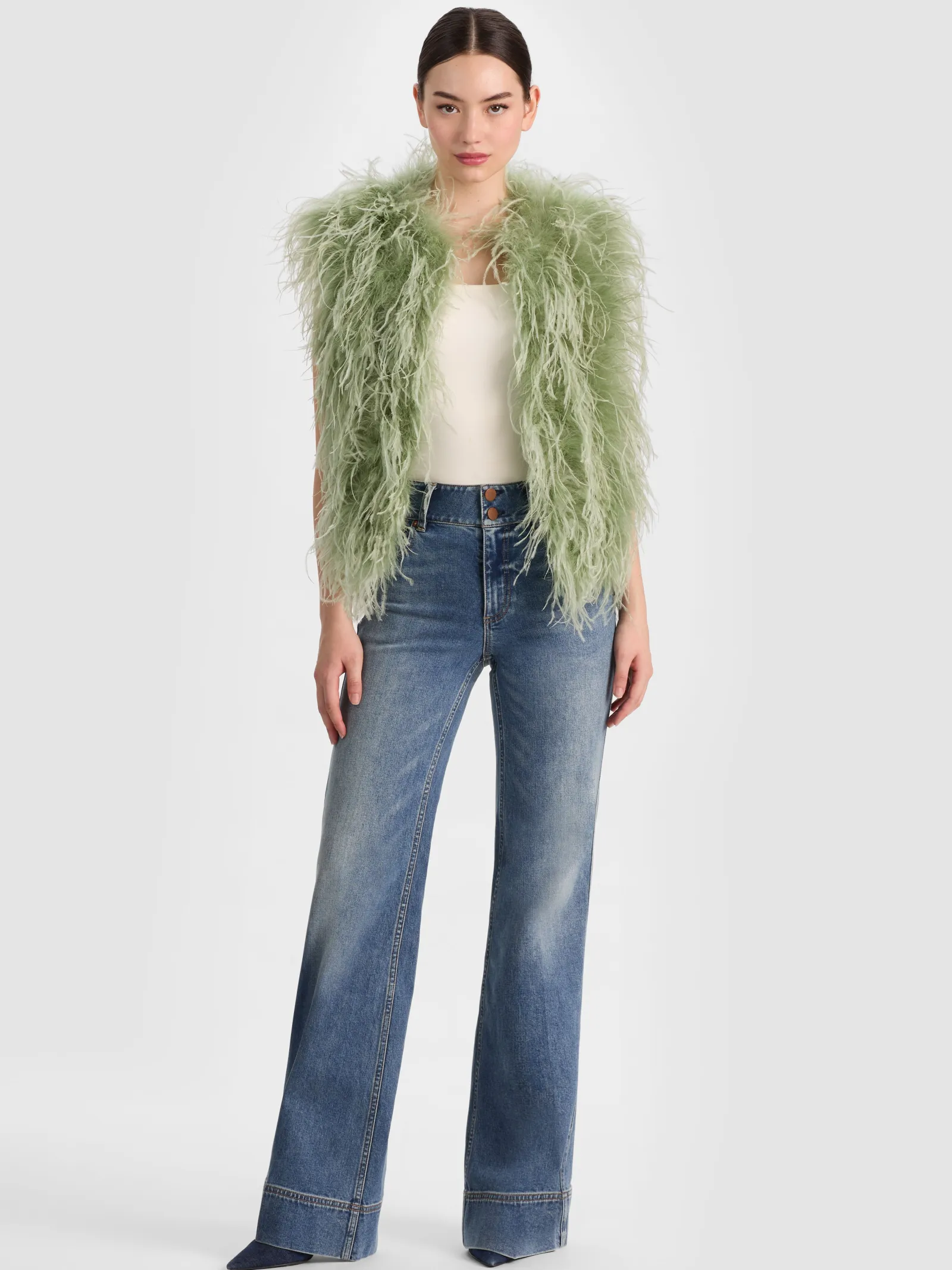 Alice and Olivia JACKETS*CHANDA FEATHERED VEST
