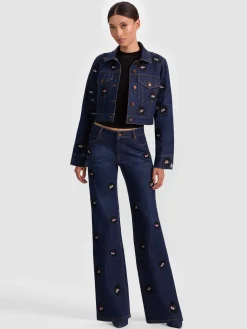 Alice and Olivia DENIM*CHLOE EMBELLISHED DENIM JACKET