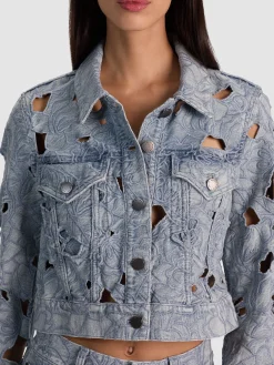 Alice and Olivia DENIM*CHLOE LASER-CUT DENIM JACKET