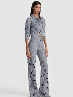Alice and Olivia DENIM*CHLOE LASER-CUT DENIM JACKET