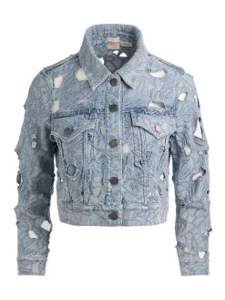 Alice and Olivia DENIM*CHLOE LASER-CUT DENIM JACKET