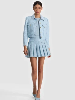 Alice and Olivia ANDREW PANT|JADE MESH BUTTON DOWN*CHLOE TWEED JACKET