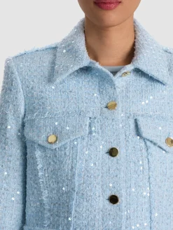 Alice and Olivia ANDREW PANT|JADE MESH BUTTON DOWN*CHLOE TWEED JACKET