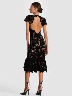 Alice and Olivia MIDI*CLOVER OPEN BACK MIDI DRESS