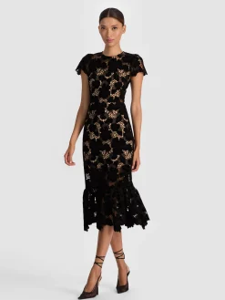 Alice and Olivia MIDI*CLOVER OPEN BACK MIDI DRESS