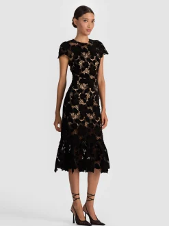 Alice and Olivia MIDI*CLOVER OPEN BACK MIDI DRESS