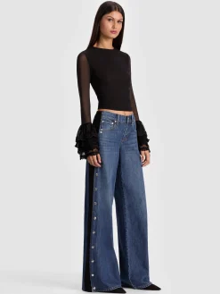 Alice and Olivia CROP TOPS*DELAINA TOP WITH RUFFLE CUFF