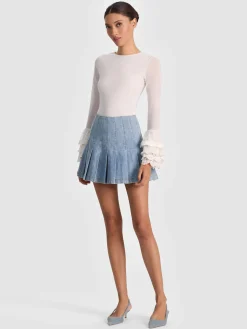 Alice and Olivia CROP TOPS*DELAINA TOP WITH RUFFLE CUFF