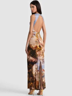 Alice and Olivia MAXI*DELORA OPEN BACK MAXI DRESS