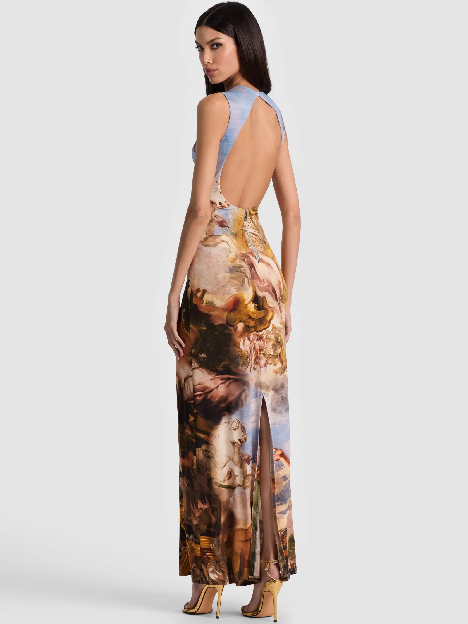 Alice and Olivia MAXI*DELORA OPEN BACK MAXI DRESS