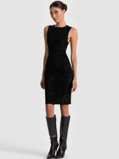 Alice and Olivia MIDI*DELORA SUEDE MIDI DRESS