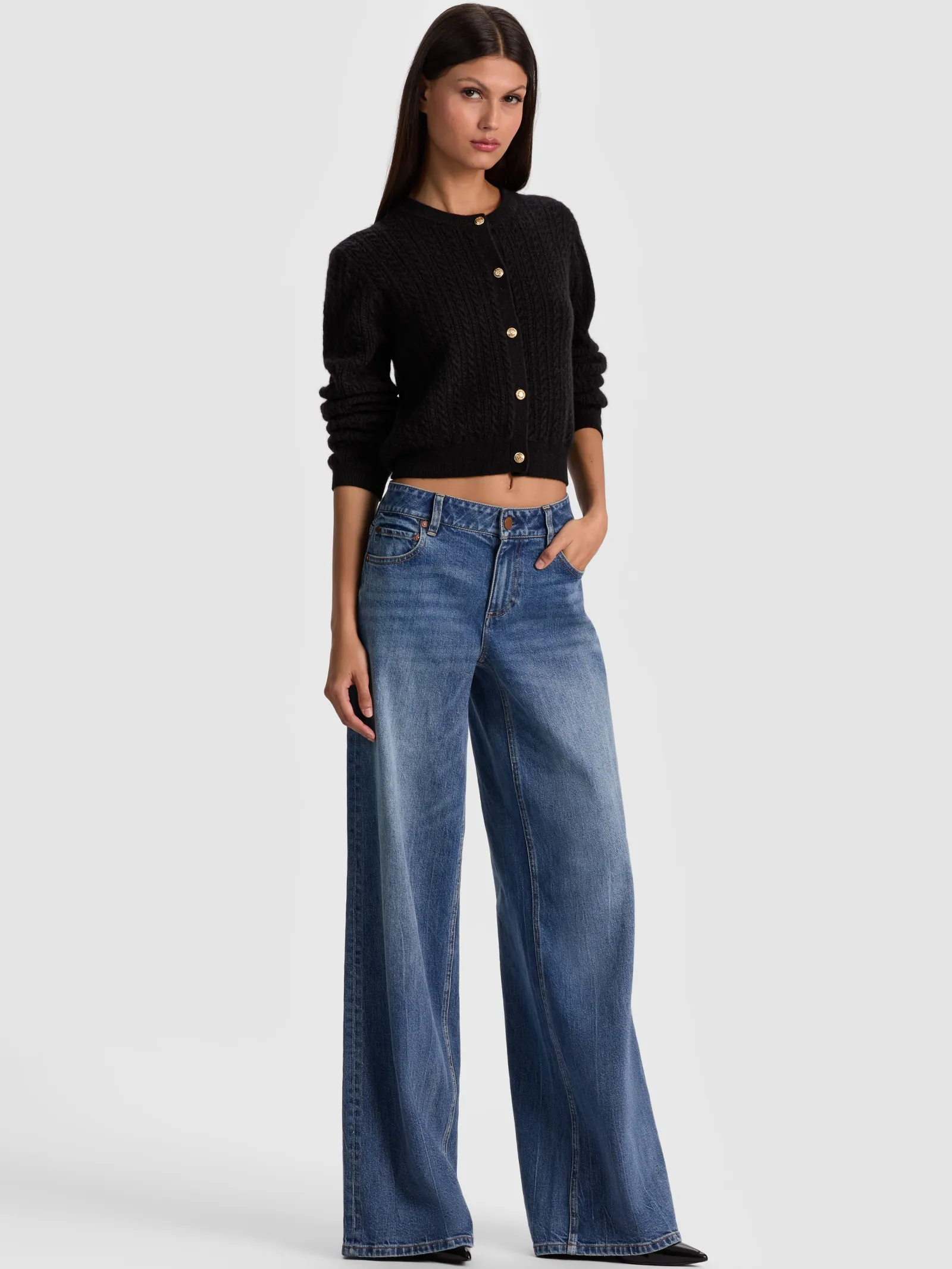 Alice and Olivia CARDIGANS*DOLLIE CASHMERE CABLEKNIT CARDIGAN