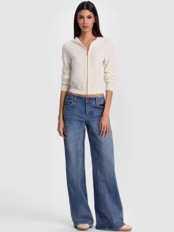 Alice and Olivia CARDIGANS*DOLLIE CASHMERE ZIP-UP HOODIE