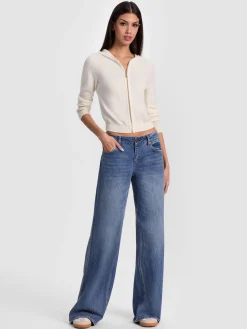 Alice and Olivia CARDIGANS*DOLLIE CASHMERE ZIP-UP HOODIE