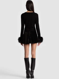 Alice and Olivia CARDIGANS*DOLLIE FAUX FUR CUFF CARDIGAN
