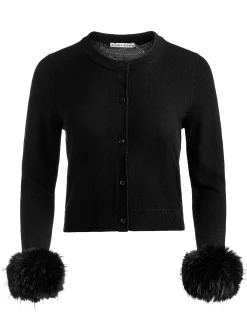 Alice and Olivia CARDIGANS*DOLLIE FAUX FUR CUFF CARDIGAN