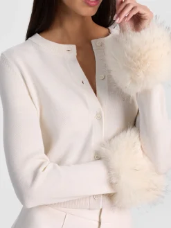 Alice and Olivia CARDIGANS*DOLLIE FAUX FUR CUFF CARDIGAN