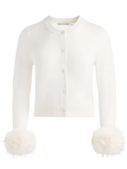 Alice and Olivia CARDIGANS*DOLLIE FAUX FUR CUFF CARDIGAN
