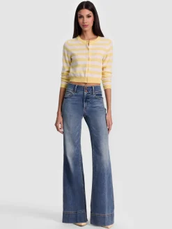Alice and Olivia CARDIGANS*DOLLIE STRIPED CASHMERE CARDIGAN