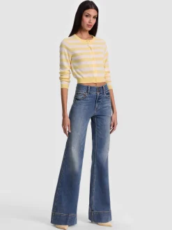Alice and Olivia CARDIGANS*DOLLIE STRIPED CASHMERE CARDIGAN