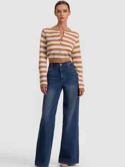 Alice and Olivia CARDIGANS*DOLLIE STRIPED CASHMERE CARDIGAN